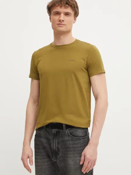 Тениска Calvin Klein с изчистен дизайн зелено