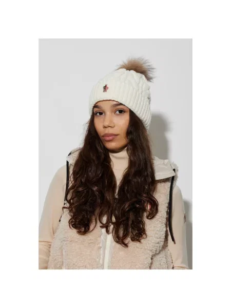 Czapka Moncler wełniana beżowa