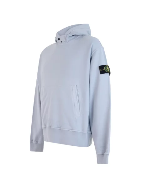 Fleece hoodie Stone Island με κουκούλα πέτρες μπλε