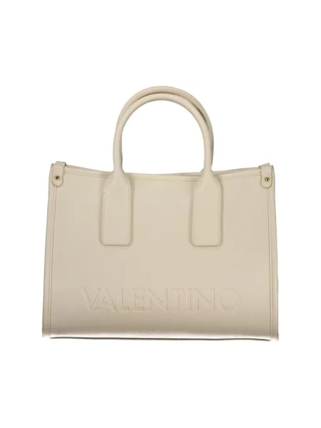 Lniana torebka Valentino Bags beżowa