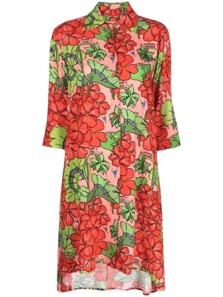 Sukienka koszulowa Alessandro Enriquez w kwiatki z nadrukiem garniturowa różowa