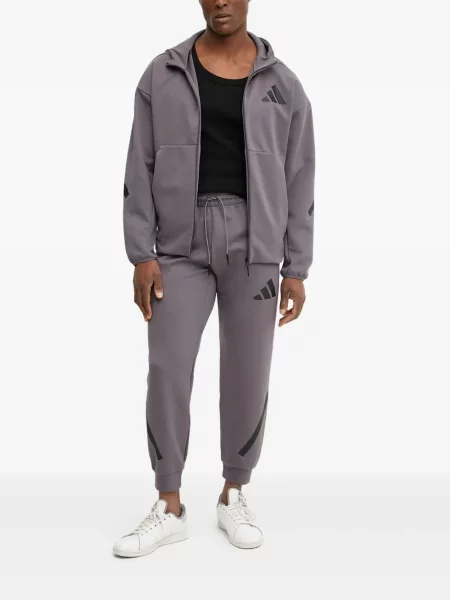 Trening Adidas alergare cu glugă cu broderie gri