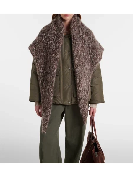 Poncho Brunello Cucinelli de mohair maro
