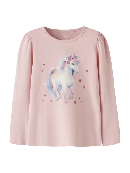NAME IT Tricou NMFKimia albastru deschis / roz / magenta / murdar alb