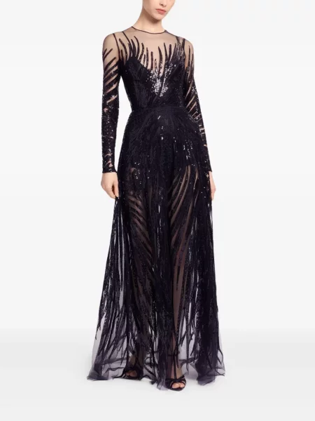 Rochie Elie Saab cu broderie din tul de costum negru