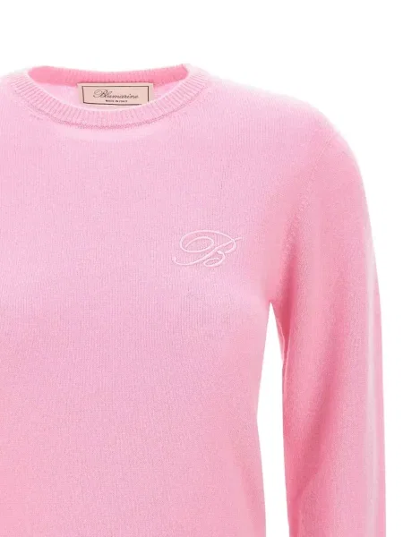 Pulover Blumarine cu broderie din cașmir roz