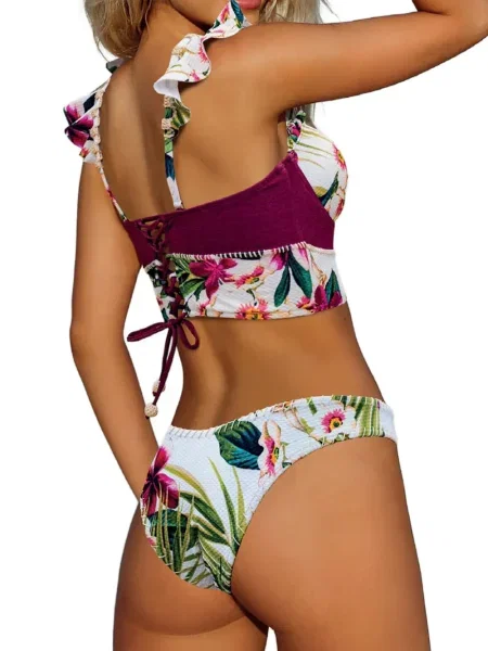 Pletene bikini Del Maar s printom s tropskim uzorkom zelena