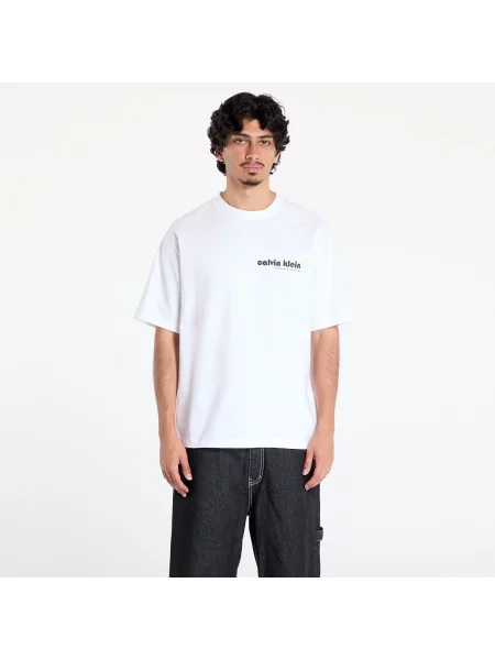 Къс тениска Calvin Klein с принт бяло
