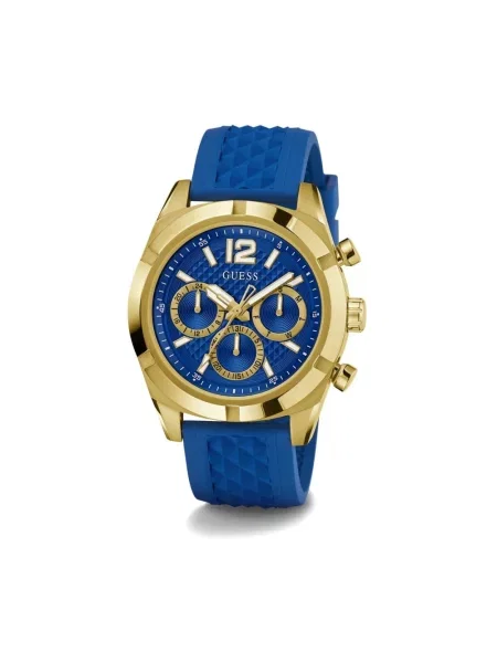 Lniany zegarek Guess niebieski