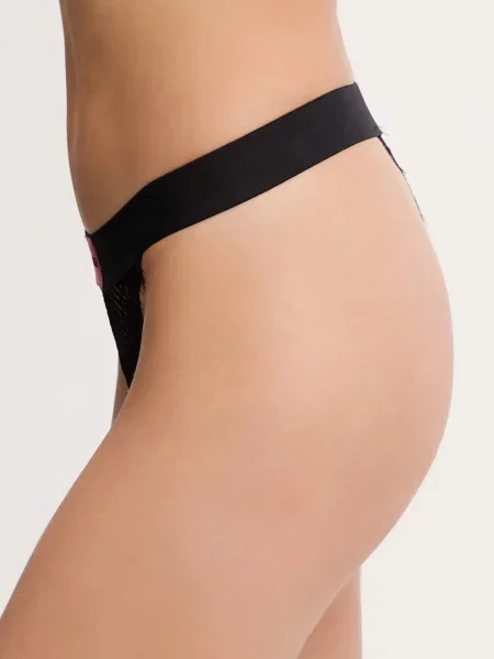 HUGO tangá dámske čipkované STRING RL LACE čierna