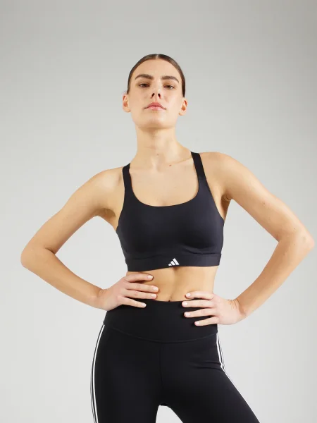 ADIDAS PERFORMANCE Sutien sport Impact Luxe negru alb