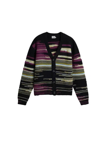 Desigual Kardigan světlemodrá / šafrán / ostružinová černá