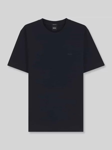 T-shirt o kroju regular fit z czystej bawełny model Thompson Boss granatowa