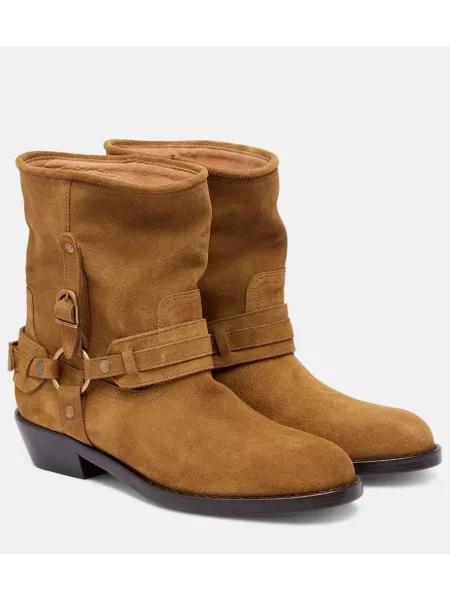 Cizme scurte Isabel Marant din piele de căprioară maro