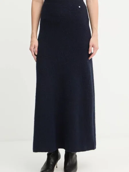 BOSS Orange fustă din amestec de lână bleumarin maxi evazați portocaliu