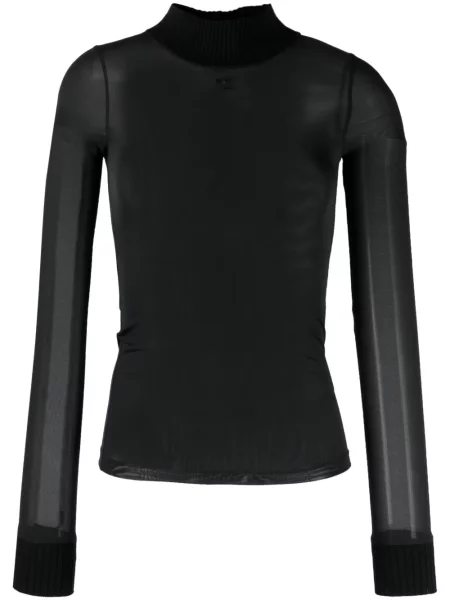 Tricou Courreges cu broderie negru