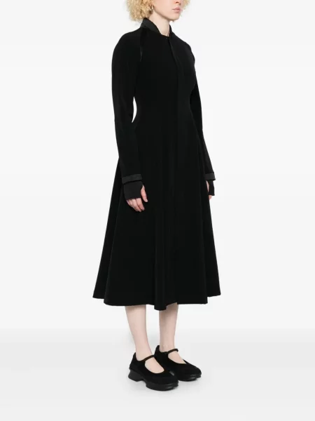 Rochie midi Y-3 plisată până la genunchi de costum negru