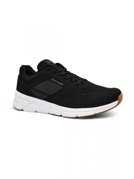 Sneakerși Tommy Hilfiger alergare tricotate negru