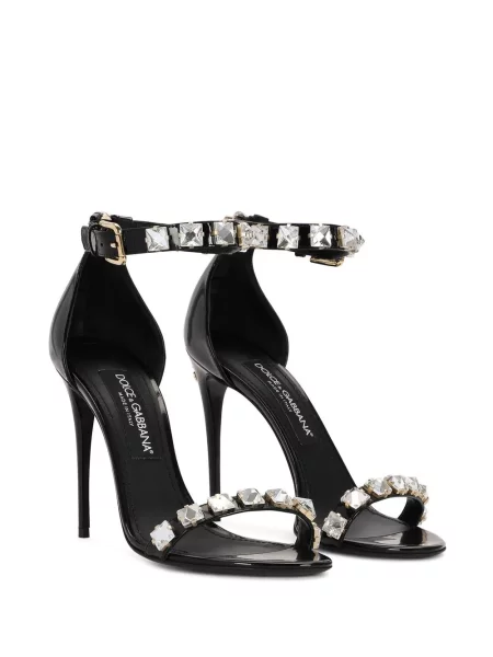 Iš natūralios odos kalnų krištolas sandalai Dolce & Gabbana juoda