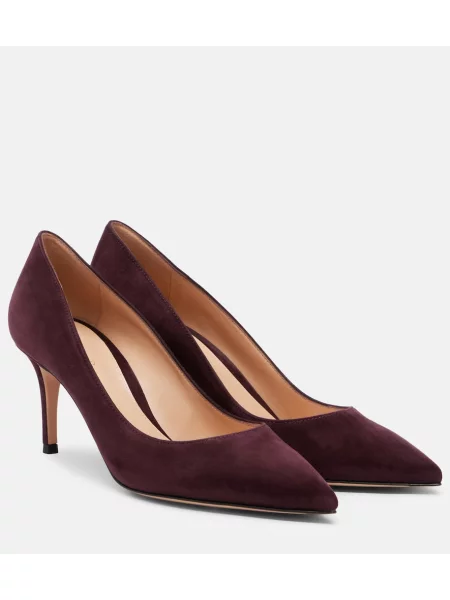 Pantofi cu toc Gianvito Rossi din piele de căprioară bordo