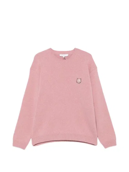 Sweter Maison Kitsune z okrągłym dekoltem różowy