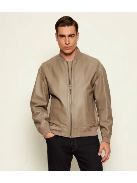 BOSS ORANGE Geacă de piele bomber Jobrice | Straight fit bej