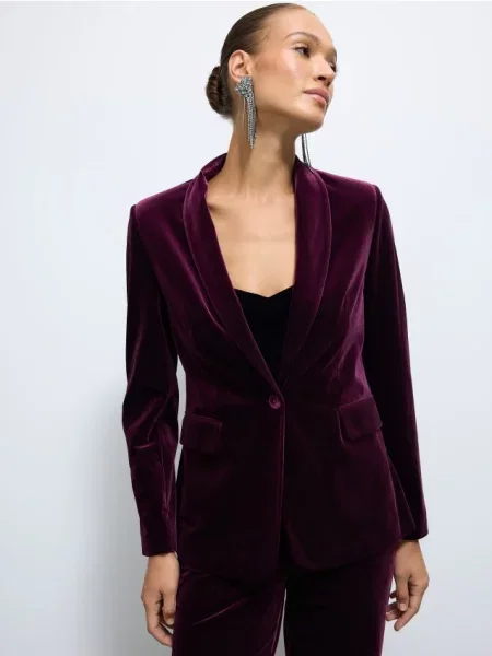 Mohito Veliūro švarkas tamsiai violetinė