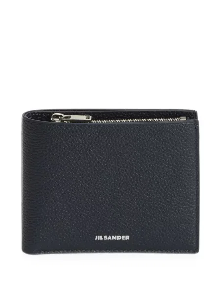 Portofel Jil Sander din piele cu autograf negru