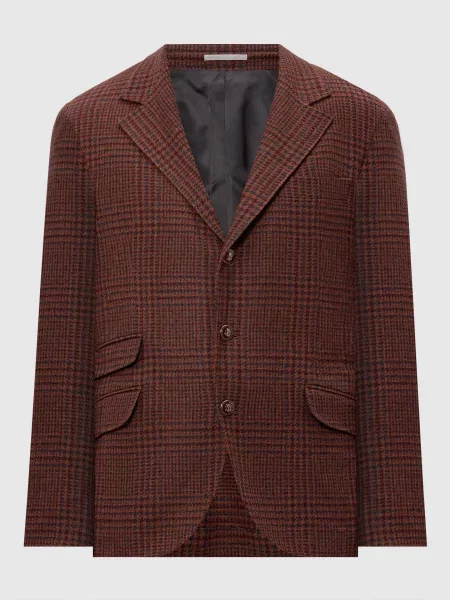 Піджак Tailor Cavallo з кашеміру в клітинку Brunello Cucinelli коричневий