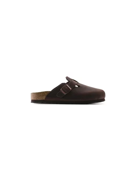 Klapki Birkenstock skórzane brązowe