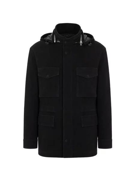 Geacă Tom Ford din piele de căprioară cu glugă negru