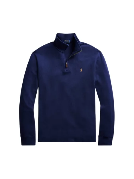 Sweter z dzianiny ze stójką Polo Ralph Lauren niebieski