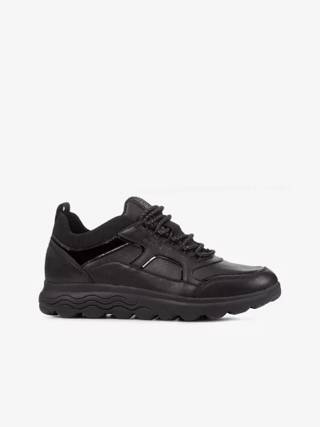 Sneakerși Geox din piele negru