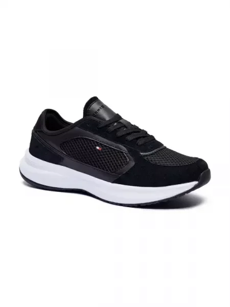 Tommy Hilfiger Bőr sneakers tornacipő fekete