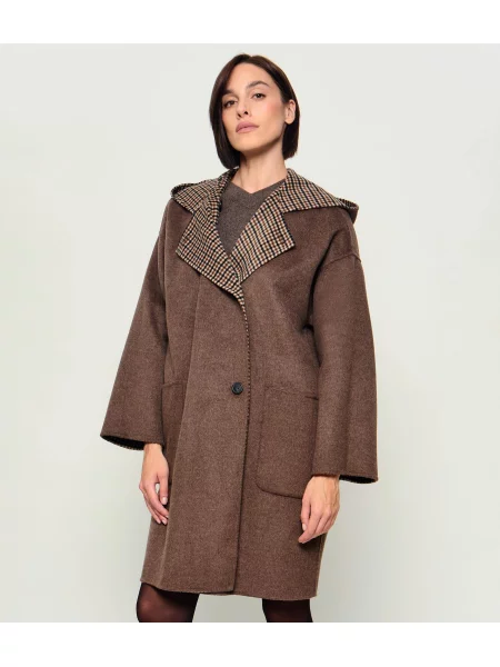 Weekend MaxMara Kétoldalas gyapjú hosszú kabát Wkdbalta barna
