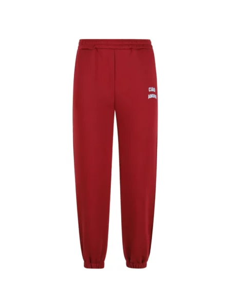 Pantaloni Giada Benincasa cu broderie alergare roșu