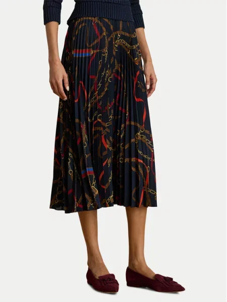 Lauren Ralph Lauren Suknja mornarsko plava / kraljevsko plava / čokolada / crvena tamnoplava