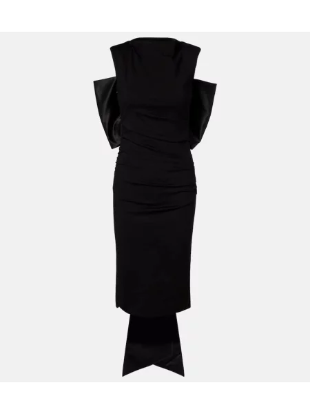 Rochie midi Dorothee Schumacher cu funde din satin până la genunchi negru