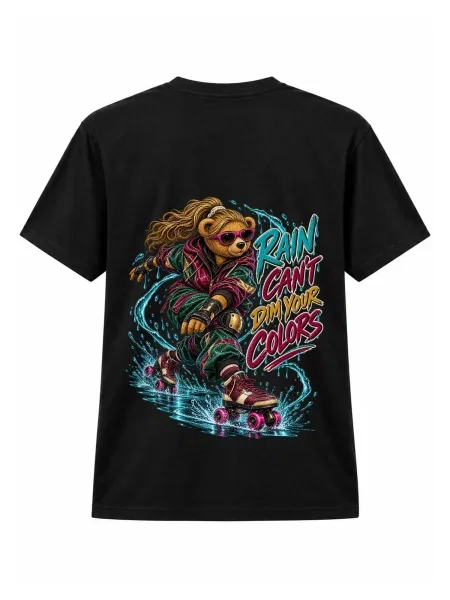 LUNØIR Studio Majica TEDDY Rain Roller Ride' crna
