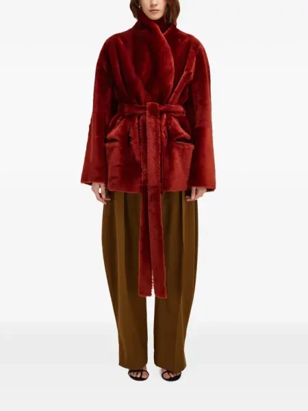 Reversibil geacă Ferragamo din piele de oaie roșu