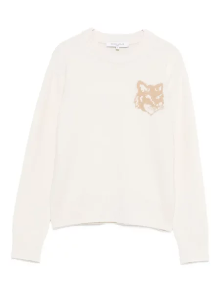 Вълнен пуловер Maison Kitsuné бяло