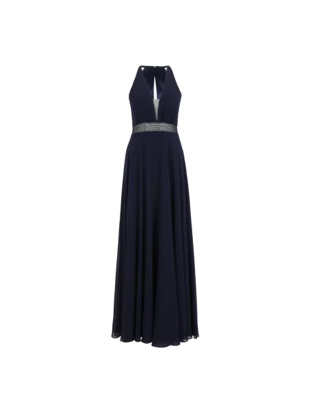 Sukienka wieczorowa z głębokim dekoltem w serek Vera Mont granatowa