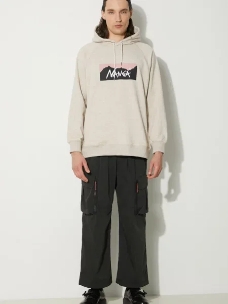 Μπλούζα Nanga Eco Hybrid Box Logo Sweat Hoodie με κουκούλα μπεζ
