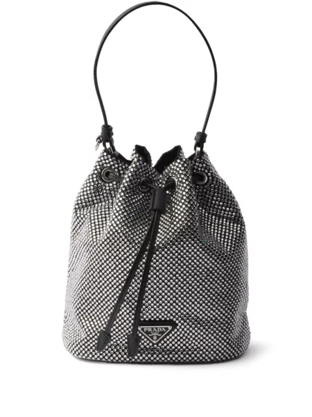 Geantă bucket Prada de cristal negru