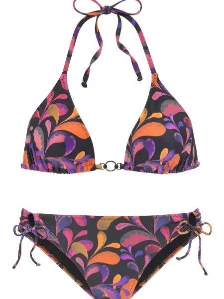 VIVANCE by LASCANA Costum de baie două piese lila / portocaliu / roz negru