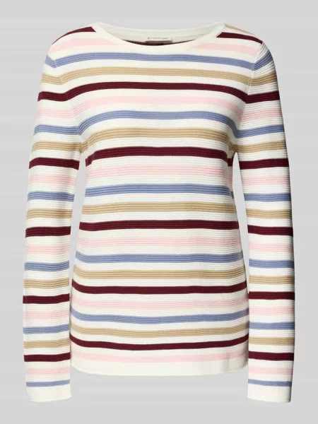 Sweter z fakturą: imitacja dzianiny Tom Tailor różowy