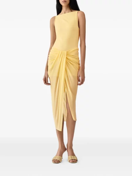 Fustă Jacquemus asimetrică drapată galben