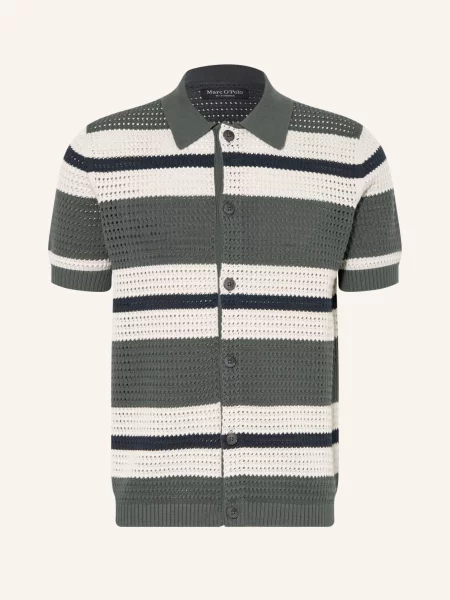 Marc O'polo Pletené Polo Tričko khaki / světle šedá