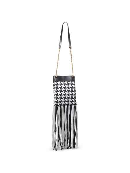 Τσάντα Versace με κρόσσια houndstooth μαύρο