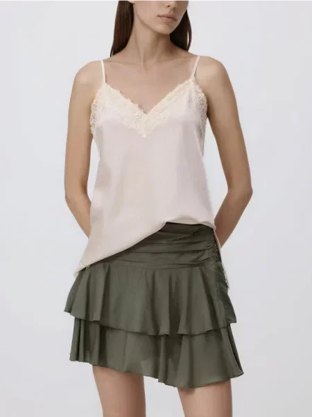 Reserved Spódnico-szorty z lyocellem ciemnozielony